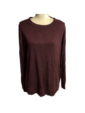 Matty M Long Sleeve Top Womens Large Burgundy Side Zipper Pullover MK6134 Casual